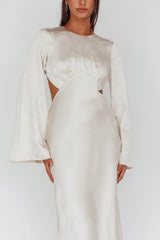 Doting Bell Sleeve Cut-Out Midi Dress Champagne