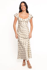 Elke Maxi Dress - Black Dot