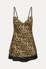 X Khy Kenley Satin Mini Dress - Lacey Leopard