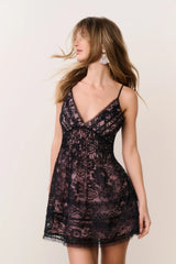 Levina Baroque Lace Mini Dress