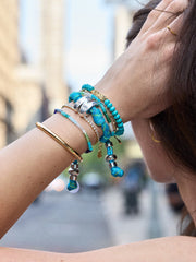 Knotty Initial Custom Bracelet - Aqua Double Letters