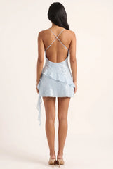 Megan | Blue Sequin Ruffle Mini Dress