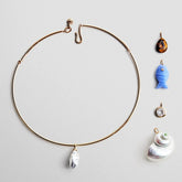 Kacey Removable Charm Collar Necklace - Gold/Pearl
