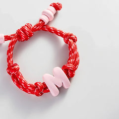 Knotty Enamel Initial Custom Bracelet - Red/Pink Single Letter