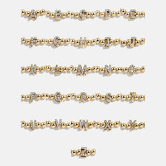 Gold/Pavé Repeating Initial Pisa Bracelet - N