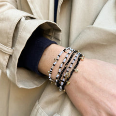 Indya Evil Eye Layered Bracelet Set - Black/White