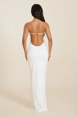 The Darlene Strapless Maxi Dress in White