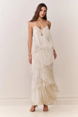 Delphi Fringe Lace Gown