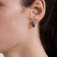 Game Day Enamel Huggie Earrings - Blue