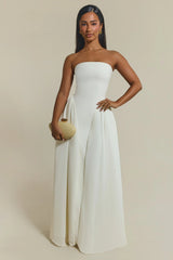 The Felicity Bandeau Maxi Dress in Cream