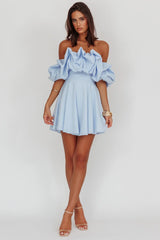 Kailynn Off-Shoulder A-Line Mini Dress Blue