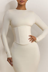 The Long Sleeve Sandra Maxi in Off White