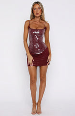 Studio Starlet Sequin Mini Dress Wine