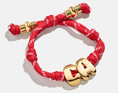 Knotty Initial Custom Bracelet - Cherry Red Double Letters