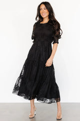 Nellie Smocked Midi Dress | Black
