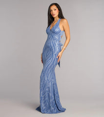 Kate Sequin Chiffon Tie Mermaid Formal Dress