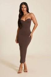 The Sculpt Midaxi Dress in Brown