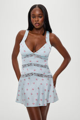 Sedona Satin Lace Mini Dress - Tiny Bouquet