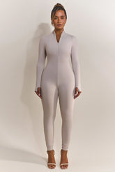 Contour Zip Up Jumpsuit in Grey