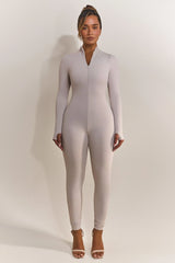 Contour Zip Up Jumpsuit in Grey