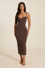 The Sculpt Midaxi Dress in Brown