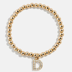 Gold/Pavé Dangle Charm Initial Pisa Bracelet - Gold/Pavé
