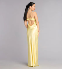 Ruby Satin Low Back Column Formal Dress