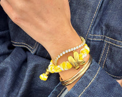 Knotty Initial Custom Bracelet - Bright Yellow Double Letters