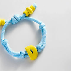 Knotty Enamel Initial Custom Bracelet - Blue/Yellow Single Letter