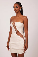 The Laced Leather Mini in Cream