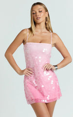 Rose Mini Dress - Ombre Sequin Shift Dress in Pink