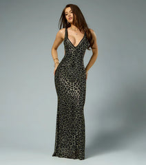 Kim Rhinestone Leopard Mermaid Formal Dress