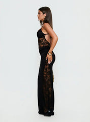 Chantella Lace Cut Out Maxi Dress Black