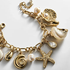 Isla Charm Bracelet - Gold/Pearl