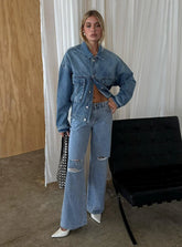 Kadison Low Rise Straight Leg Jeans Mid Wash Blue
