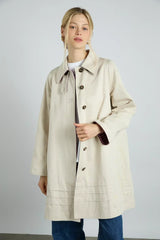 Mercedes Bow Reversible Trench - Gingham & Ecru