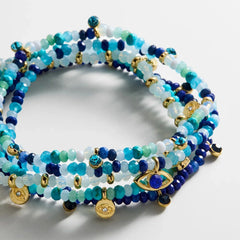 Indya Evil Eye Layered Bracelet Set - Blue Multi