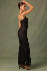 Embellished Fishtail Corset Gown in Black