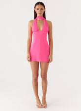 Melisande Scarf Neck Mini Dress Fuchsia