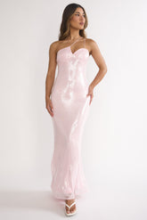 Roselyn One Shoulder Sequin Maxi Dress Pink