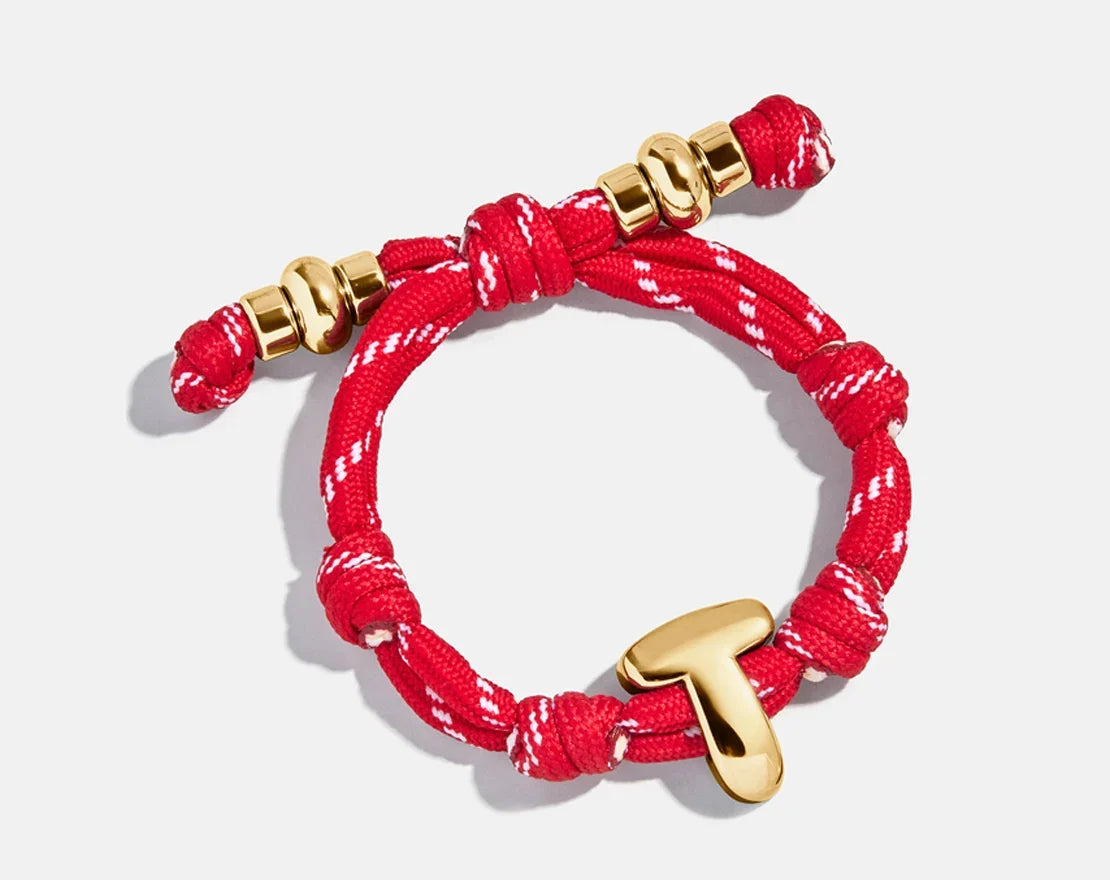 Knotty Initial Custom Bracelet - Cherry Red Single Letter