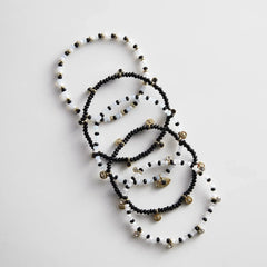 Indya Evil Eye Layered Bracelet Set - Black/White