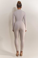 Contour Zip Up Jumpsuit in Grey