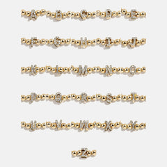 Gold/Pavé Repeating Initial Pisa Bracelet - V