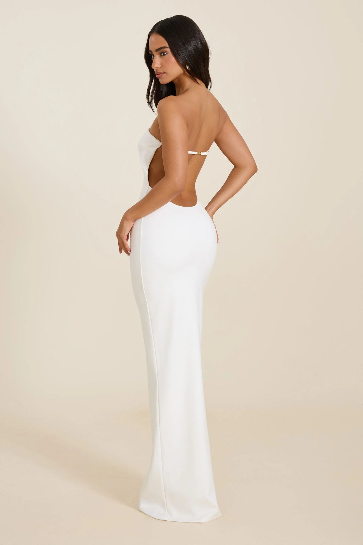 The Darlene Strapless Maxi Dress in White