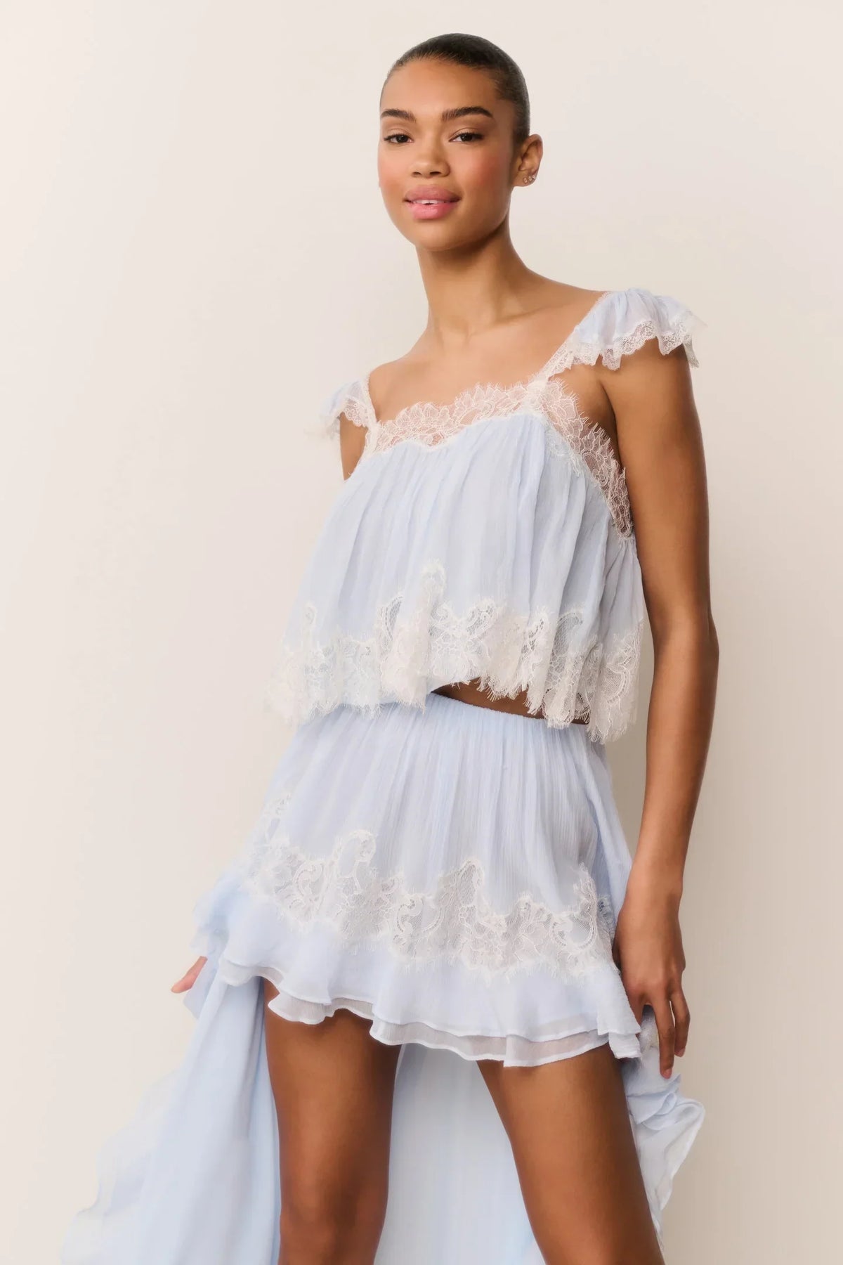 Lova Silk Chiffon Lace Top