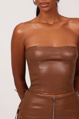 The Leather Cup Corset in Brown