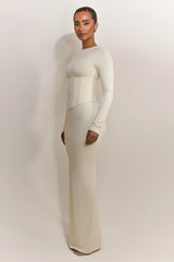 The Long Sleeve Sandra Maxi in Off White