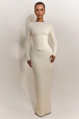 The Long Sleeve Sandra Maxi in Off White