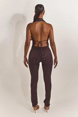 The Leia Top in Brown Lace